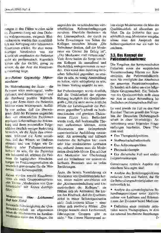 Vorschauseite 4: Die Patientenfallkonferenz am Beispiel Qualitätszirkel Diabetes