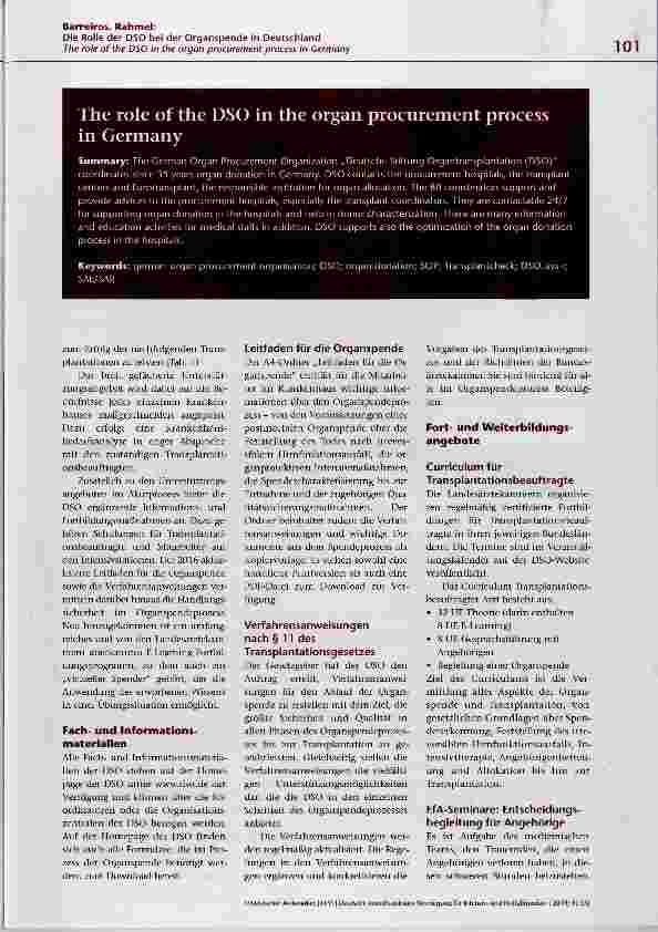 Vorschauseite 2: Die Rolle der DSO bei der Organspende in Deutschland