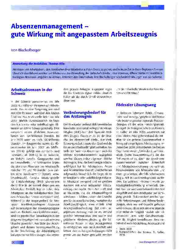 Vorschauseite 1: Absenzenmanagement - gute Wirkung mit angepasstem Arbeitszeugnis