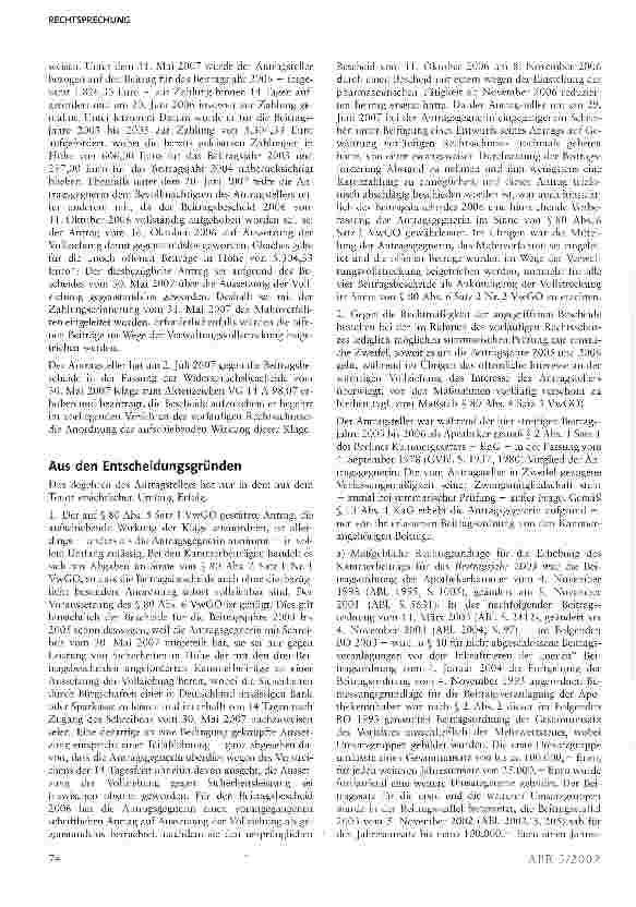 Vorschauseite 3: Apothekerkammer darf Umsatz und Rohertrag für die Veranlagung zum Kammerbeitrag schätzen, wenn ein Apotheker keine Angaben hierzu macht