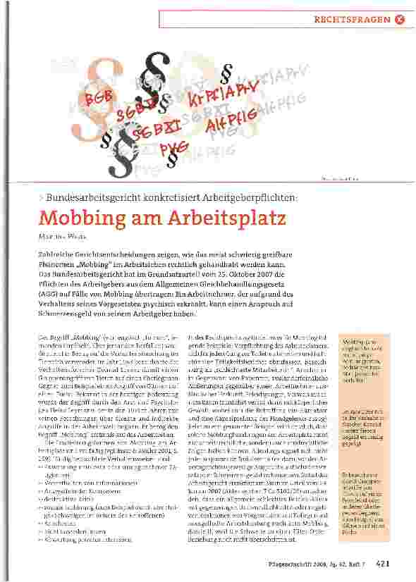 Vorschauseite 1: Mobbing am Arbeitsplatz