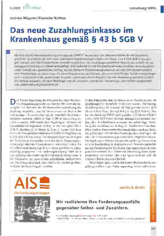 Vorschauseite 1: Das neue Zuzahlungsinkasso im Krankenhaus gemäß § 43 b SGB V