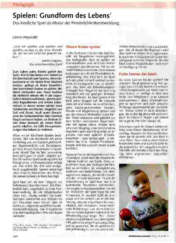 Vorschauseite 1: Spielen: Grundform des Lebens