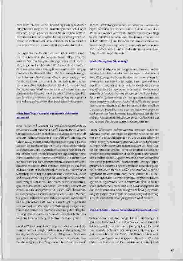 Vorschauseite 2: 6. St. Galler Demenz-Kongress: Ist Demenz das Ende der Freiheit?