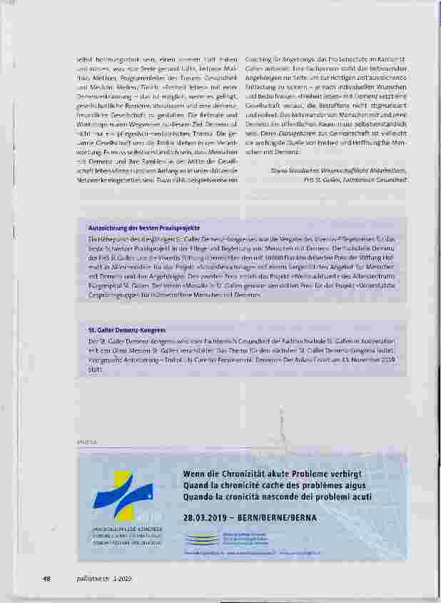 Vorschauseite 3: 6. St. Galler Demenz-Kongress: Ist Demenz das Ende der Freiheit?