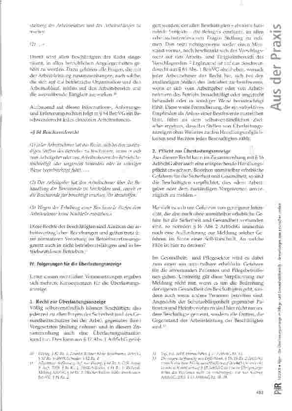 Vorschauseite 4: Die Überlastungsanzeige im Pflegeund Gesundheitsbereich - Anmerkungen zum juristischen Umfeld