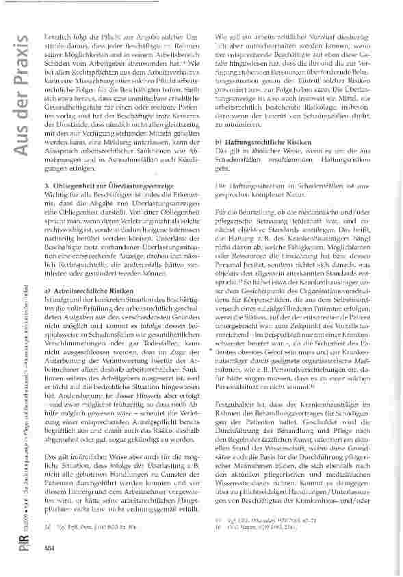 Vorschauseite 5: Die Überlastungsanzeige im Pflegeund Gesundheitsbereich - Anmerkungen zum juristischen Umfeld
