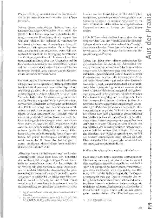 Vorschauseite 6: Die Überlastungsanzeige im Pflegeund Gesundheitsbereich - Anmerkungen zum juristischen Umfeld