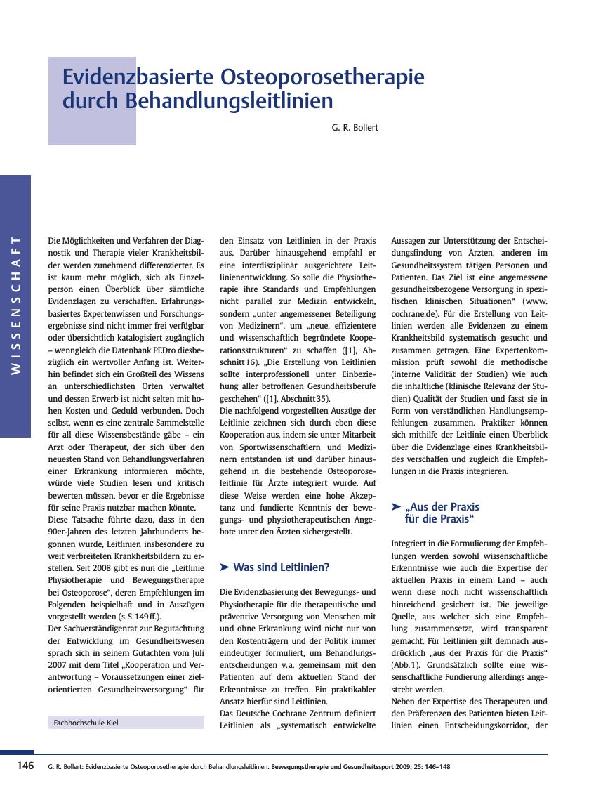 Vorschauseite 1: Evidenzbasierte Osteoporosetherapie durch Behandlungsleitlinien