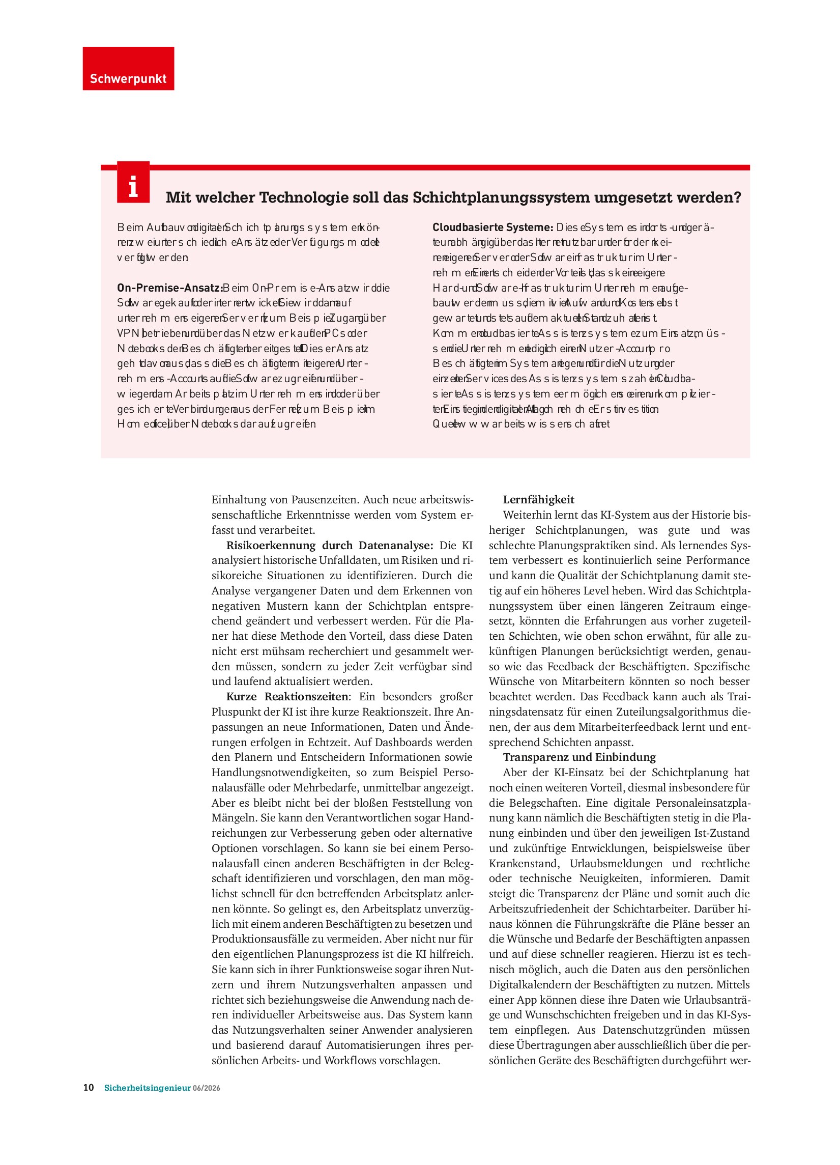 Vorschauseite 3: KI-unterstützte Schichtplanung. Ergonomisch und effizient
