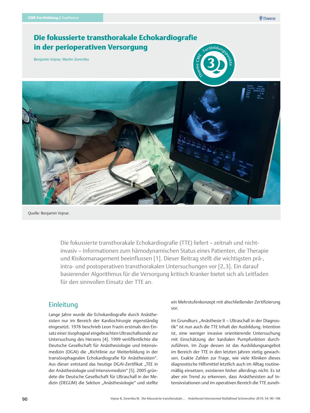 Vorschauseite 1: Die fokussierte transthorakale Echokardiografie in der perioperativen Versorgung