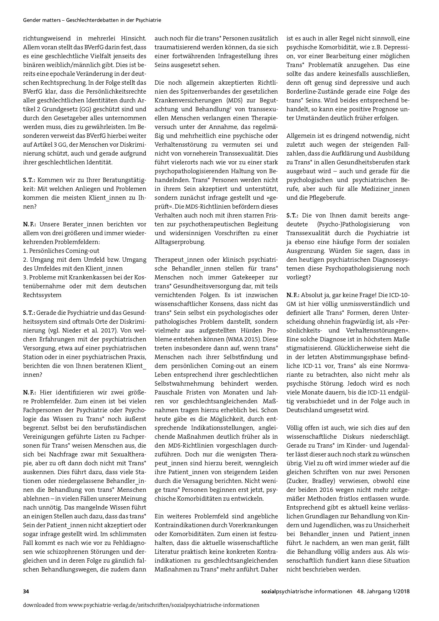 Vorschauseite 2: Zur Situation von trans* Menschen in Psychiatrie und Gesellschaft