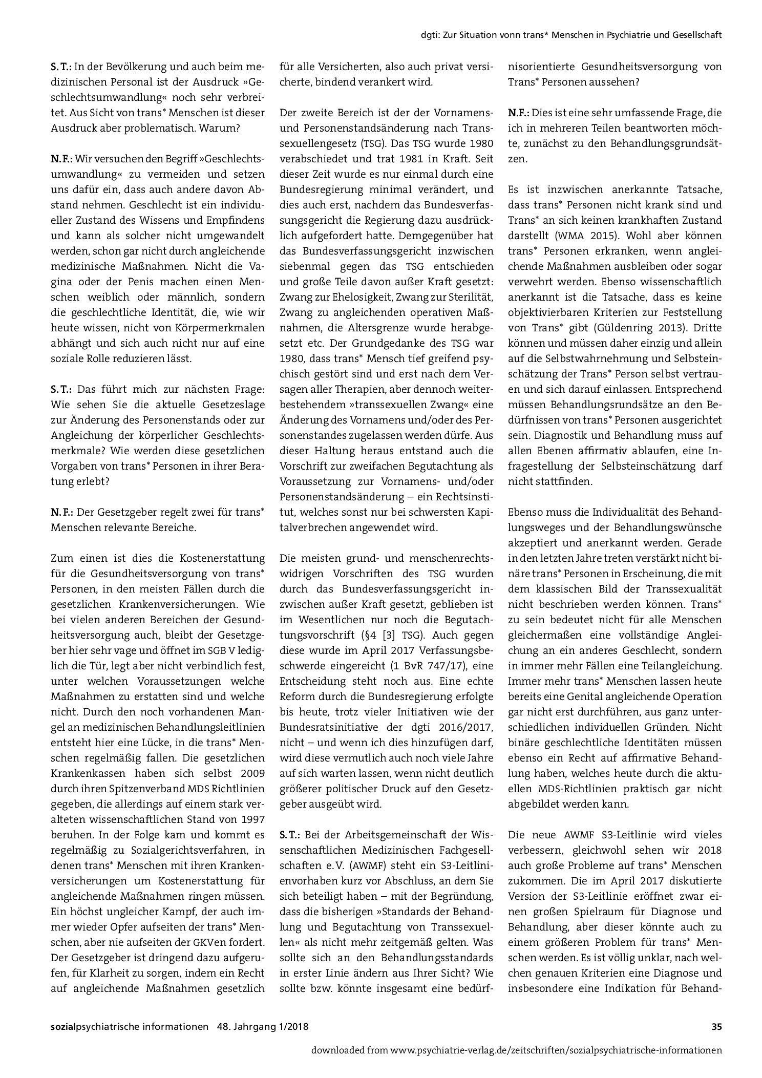 Vorschauseite 3: Zur Situation von trans* Menschen in Psychiatrie und Gesellschaft