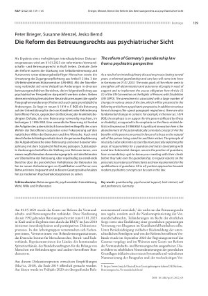 Vorschauseite 1: Die Reform des Betreuungsrechts aus psychiatrischer Sicht
