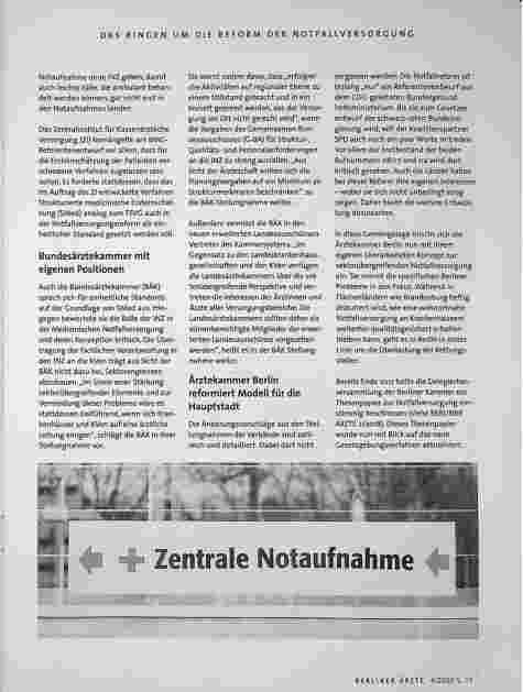 Vorschauseite 4: Das Ringen um die Reform der Notfallversorgung