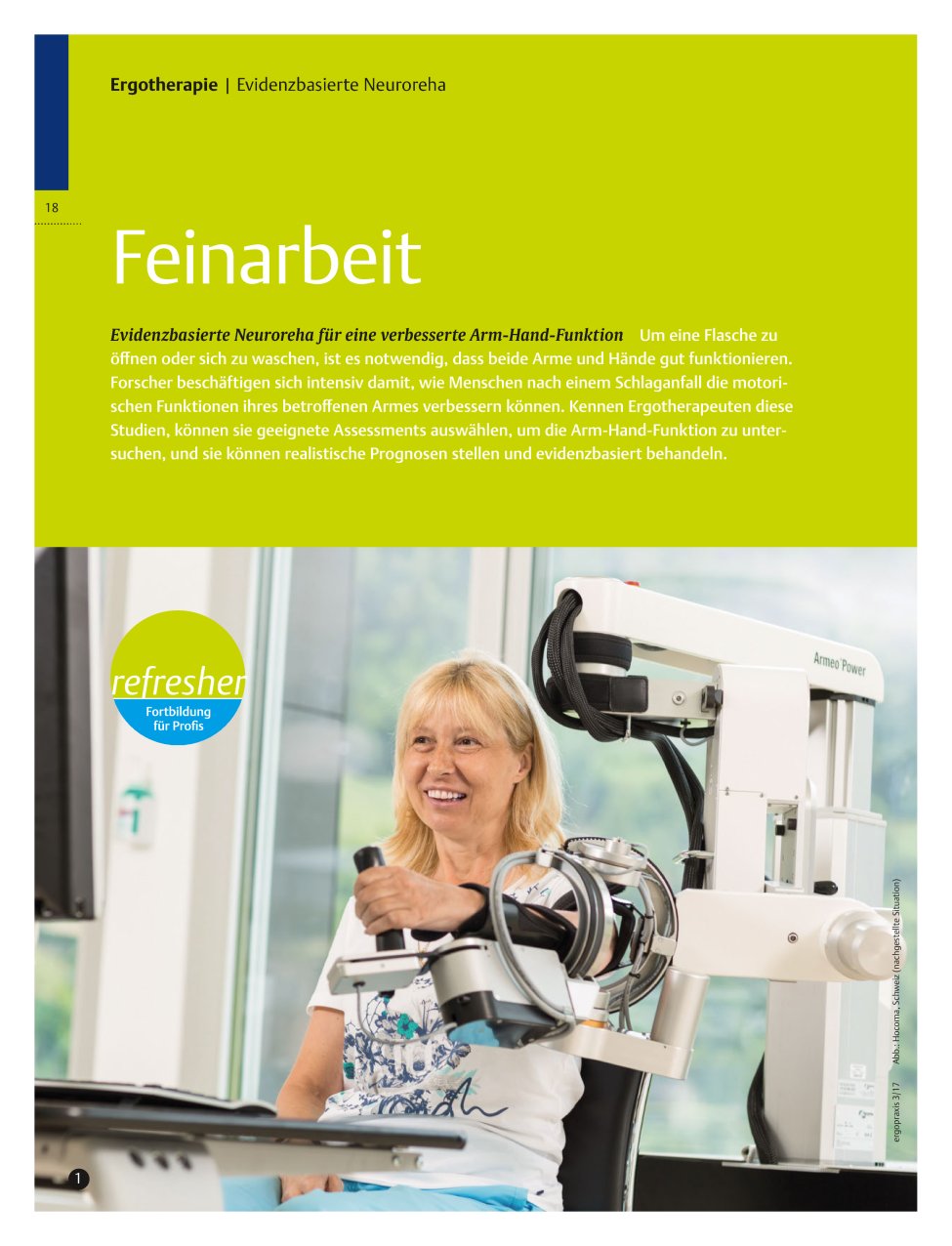 Vorschauseite 1: Evidenzbasierte Neuroreha für eine verbesserte Arm-Hand-Funktion ? Feinarbeit