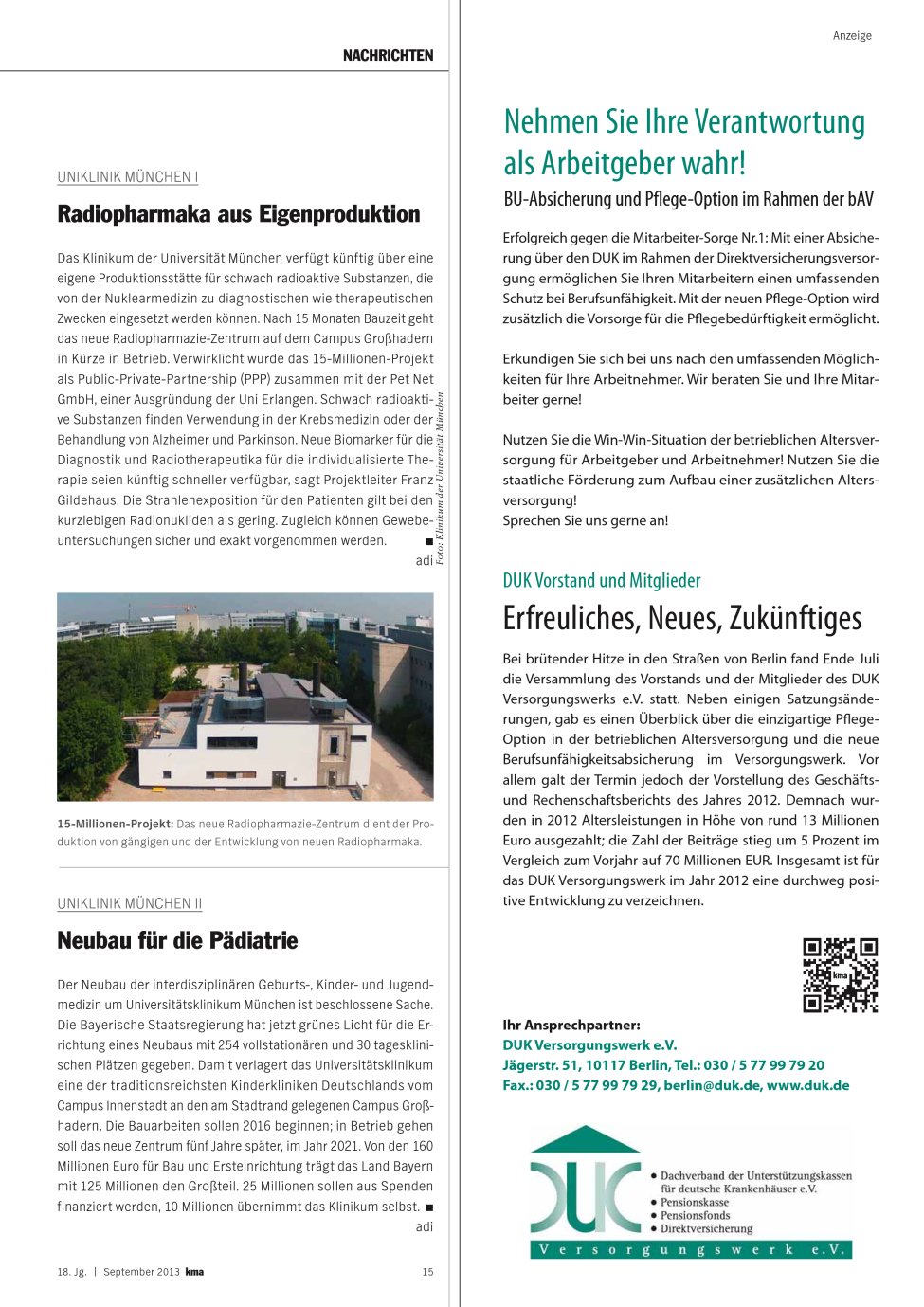 Vorschauseite 1: Radiopharmaka aus Eigenproduktion