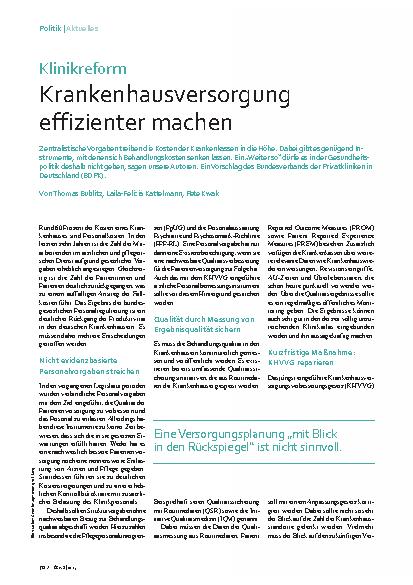 Vorschauseite 1: Klinikreform Krankenhausversorgung effizienter machen