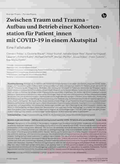 Vorschauseite 1: Zwischen Traum und Trauma - Aufbau und Betrieb einer Kohortenstation für Patient*innen mit COVID-19 in einem Akutspital