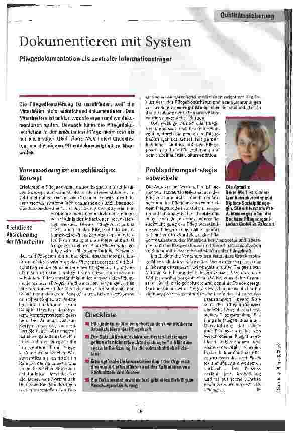 Vorschauseite 1: Dokumentieren mit System Pflegedokumentation als zentraler Informationsträger