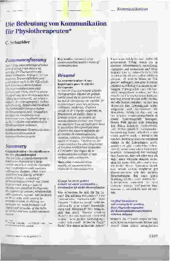 Vorschauseite 1: Die Bedeutung von Kommunikation für Physiotherapeuten