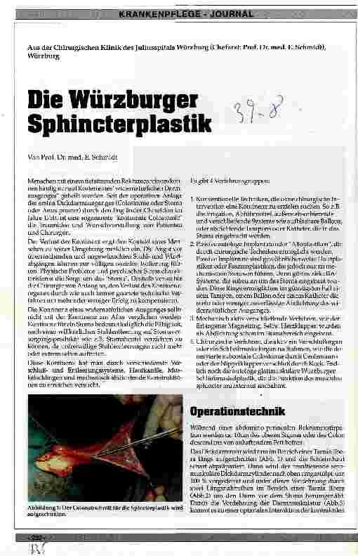 Vorschauseite 1: Die Würzburger Sphincterplastik