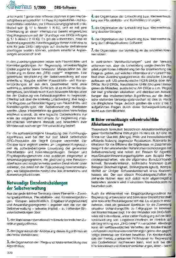Vorschauseite 2: Entscheidungen zur DRG-Software: Innovationspotenziale nutzbar machen