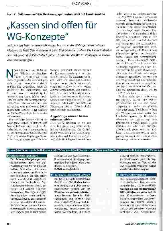 Vorschauseite 1: Kassen sind offen für WG-Konzepte