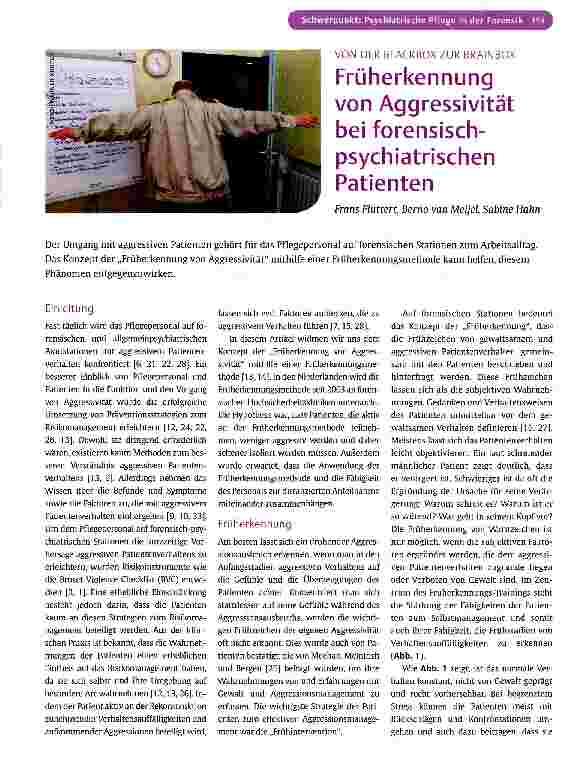 Vorschauseite 1: Früherkennung von Aggressivität bei forensisch-psychiatrischen Patienten