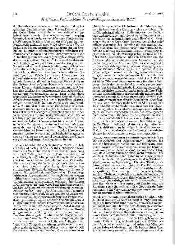 Vorschauseite 2: Rechtsprobleme des betrieblichen Einglie-derunesmanaeements (Teil II)