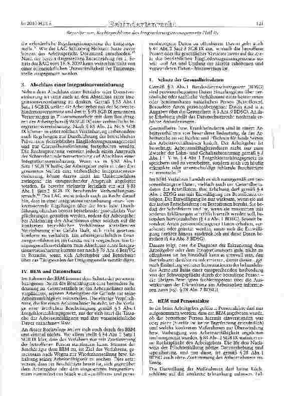 Vorschauseite 5: Rechtsprobleme des betrieblichen Einglie-derunesmanaeements (Teil II)