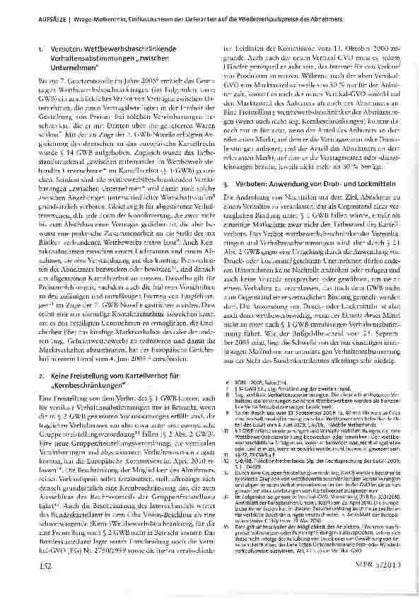Vorschauseite 2: Im Fokus des Bundeskartellamtes: Einflussnahmen des Lieferanten auf die Wiederverkaufspreise des Abnehmers