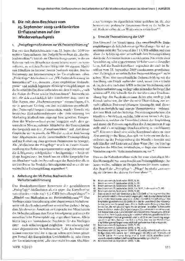 Vorschauseite 3: Im Fokus des Bundeskartellamtes: Einflussnahmen des Lieferanten auf die Wiederverkaufspreise des Abnehmers