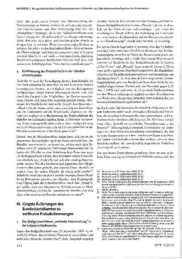 Vorschauseite 4: Im Fokus des Bundeskartellamtes: Einflussnahmen des Lieferanten auf die Wiederverkaufspreise des Abnehmers