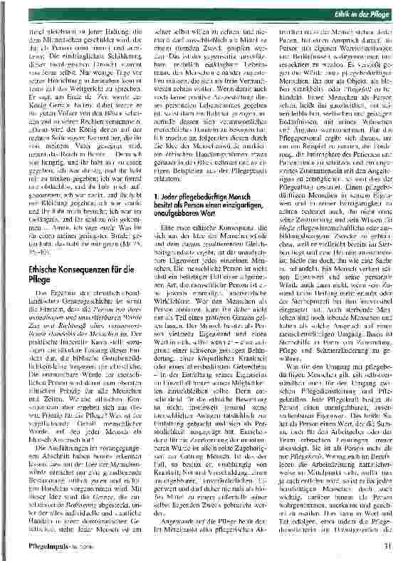 Vorschauseite 4: Die Würde des Menschen ist unantastbar - auch in der Pflege? Die Idee der Menschenwürde als Ziel und Richtmaß ethisch verantwortlichen Handelns in der Pflege