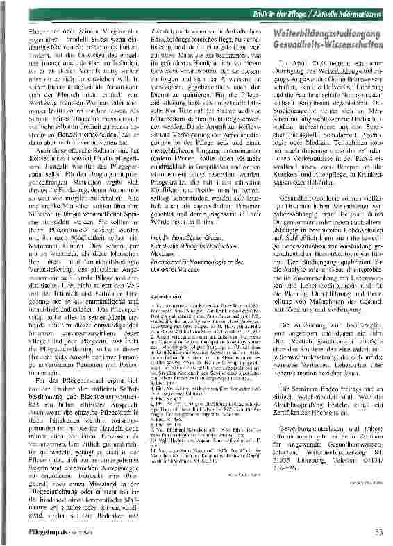 Vorschauseite 6: Die Würde des Menschen ist unantastbar - auch in der Pflege? Die Idee der Menschenwürde als Ziel und Richtmaß ethisch verantwortlichen Handelns in der Pflege