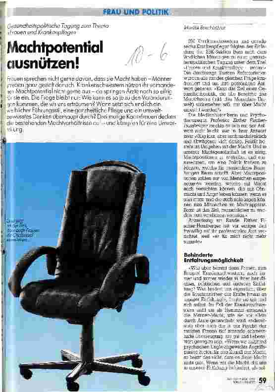 Vorschauseite 1: Machtpotential ausnützen! Tagung zum Thema Frauen und Krankenpflege