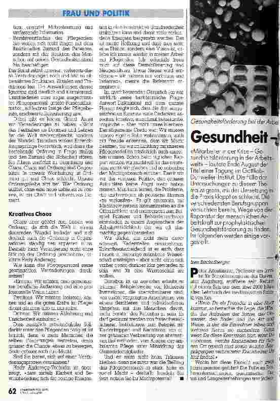 Vorschauseite 4: Machtpotential ausnützen! Tagung zum Thema Frauen und Krankenpflege