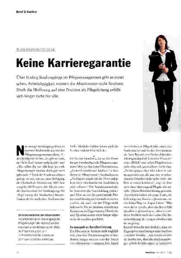 Vorschauseite 1: Keine Karrieregarantie