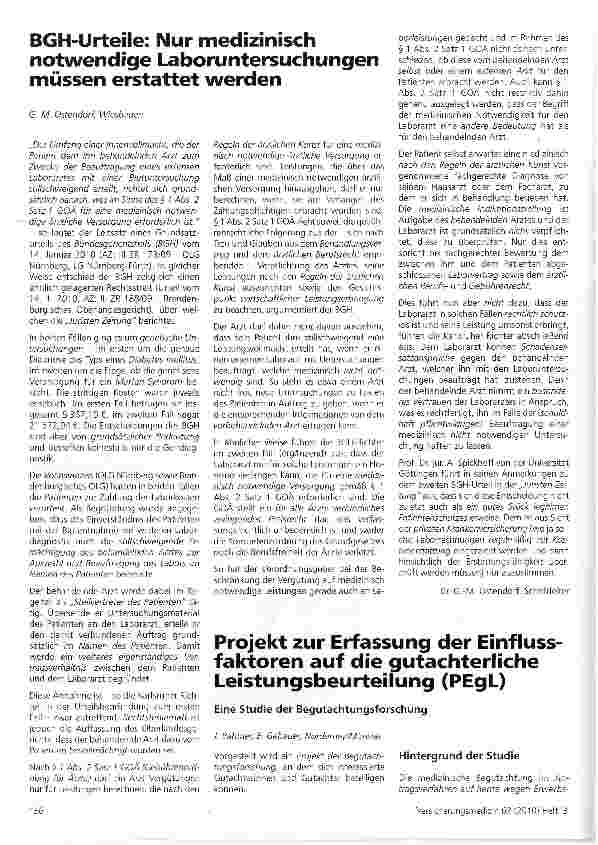 Vorschauseite 1: BGH-Urteile: Nur medizinisch notwendige Laboruntersuchungen müssen erstattet werden