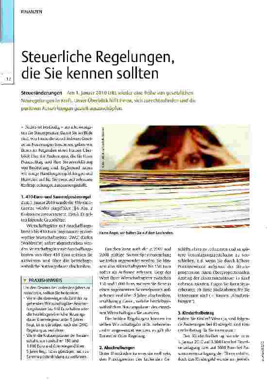 Vorschauseite 1: Steuerliche Regelungen, die Sie kennen sollten