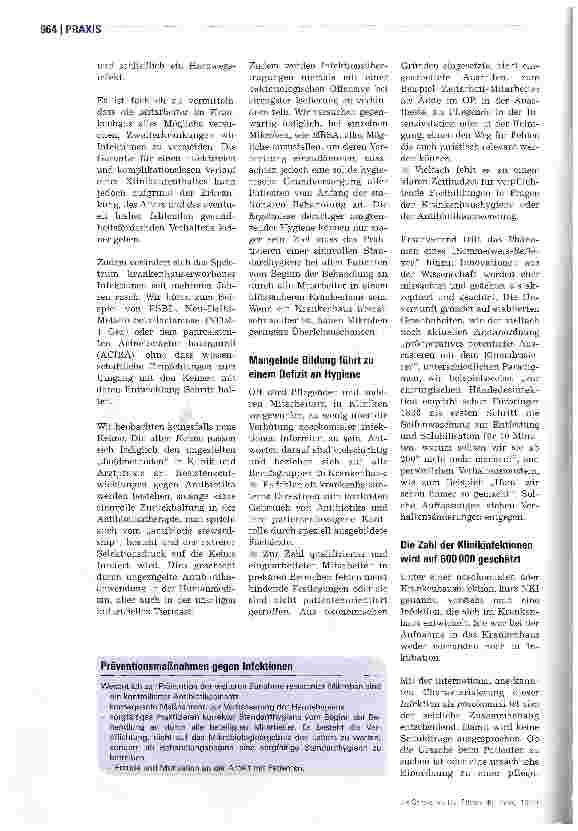 Vorschauseite 3: Hygiene erfordert ausreichend qualifizierte Klinikmitarbeiter
