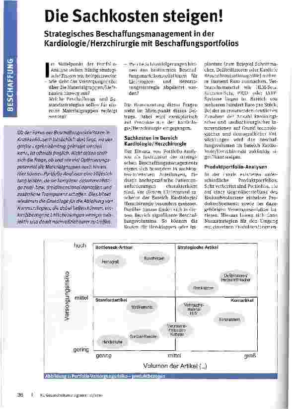 Vorschauseite 1: Die Sachkosten steigen! Strategisches Beschaffungsmanagement in der Kardiologie/Herzchirurgie mit Beschaffungsportfolios