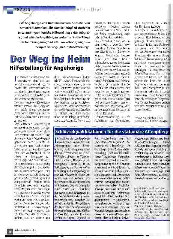 Vorschauseite 1: Der Weg ins Heim Hilfestellung für Angehörige