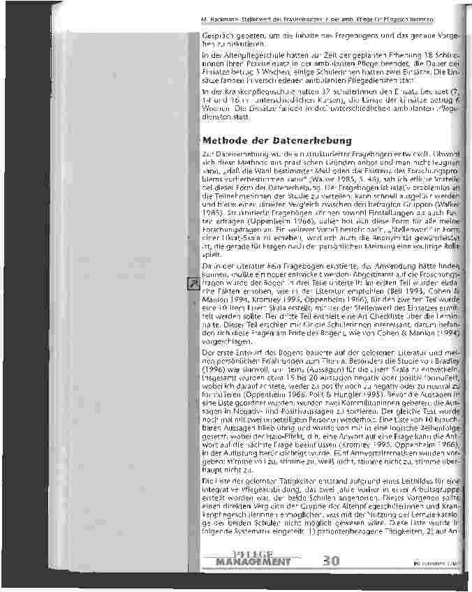 Vorschauseite 4: Stellenwert des Praxiseinsatzes in der ambulanten Pflege für PflegeschülerInnen - eine Forschungsübung