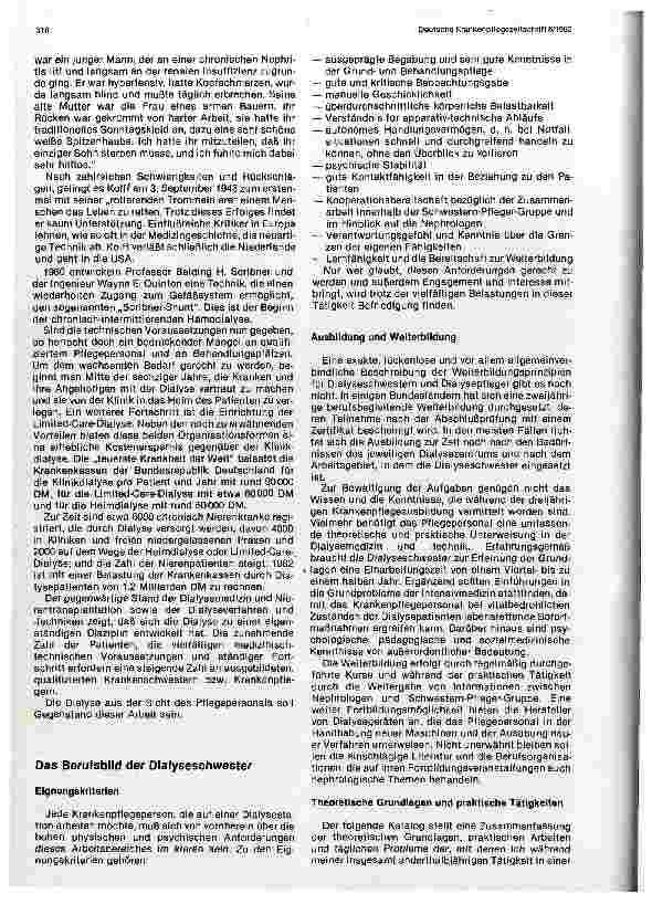 Vorschauseite 2: Arbeitsplatzbeschreibung einer Dialyseschwester
