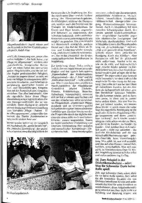 Vorschauseite 2: Kinderkrankenpflege 2000 - was sie kann, tut und fortbewegt Beispiel 1: Im Zentrum für Kinderheilkunde der Otto-von-Guericke-Universität Magdeburg