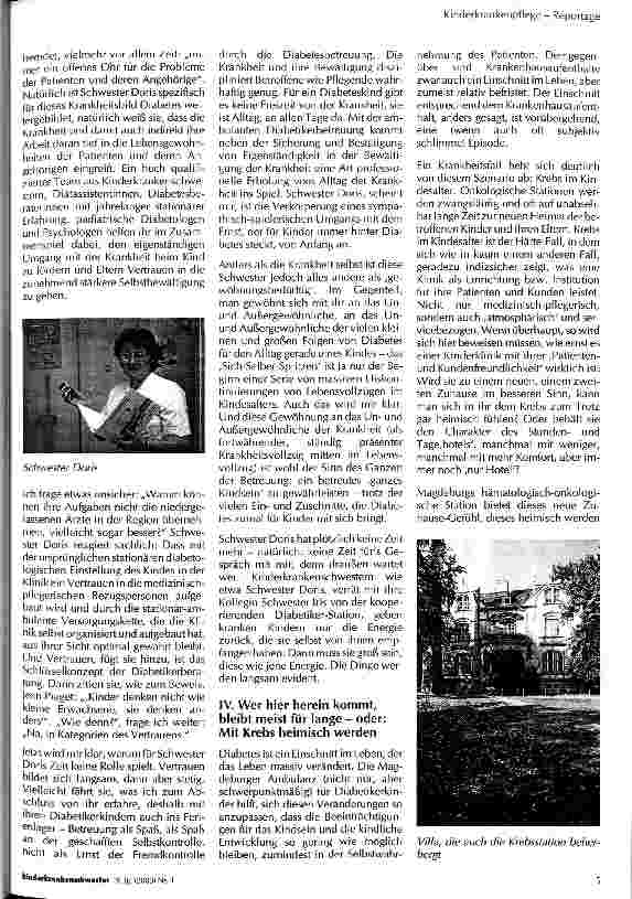 Vorschauseite 3: Kinderkrankenpflege 2000 - was sie kann, tut und fortbewegt Beispiel 1: Im Zentrum für Kinderheilkunde der Otto-von-Guericke-Universität Magdeburg