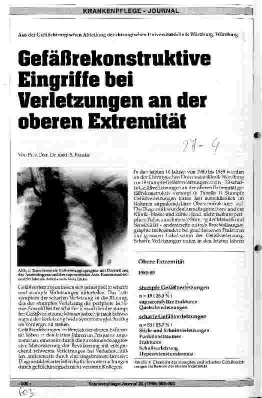 Vorschauseite 1: Gefäßrekonstruktive Eingriffe bei Verletzungen an den oberen Extremitäten