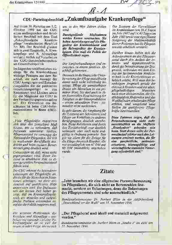 Vorschauseite 1: Zukunftsaufgabe Krankenpflege